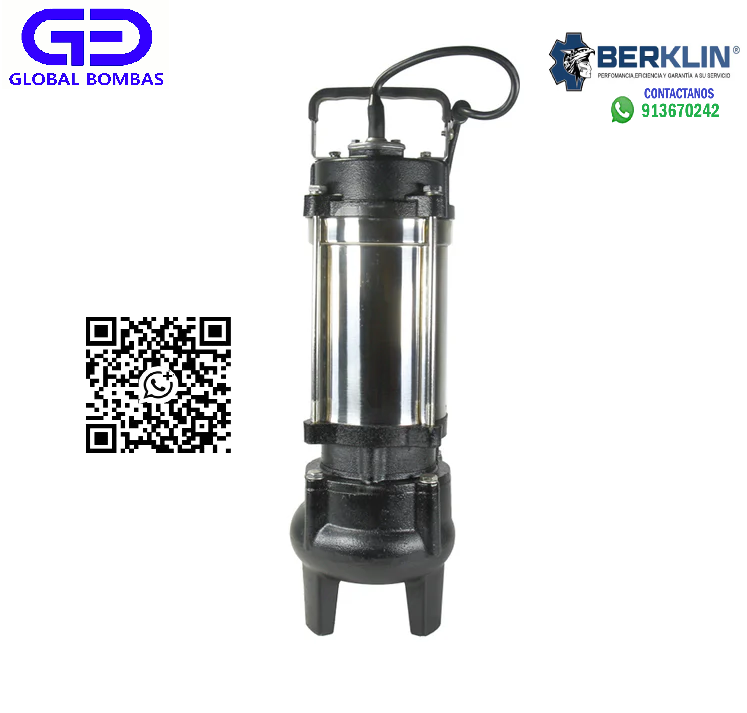 BOMBA DE AGUA SUMERGIBLE VORTEX DE 1 HP PARA AGUAS RESIDUALES - Imagen 2